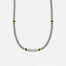 Two-Tone Black Ceramic Caviar Diamond Necklace
