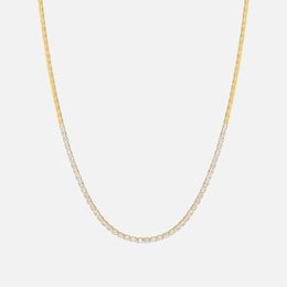 Bezel-Set Emerald-Cut Diamond Halfway Tennis Necklace