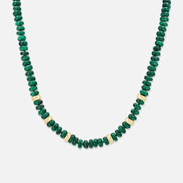 14k Gold and Malachite Rondelle Bead Necklace