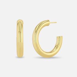 14k Yellow Gold Medium Tube Hoops