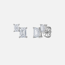 Double Emerald-Cut Diamond Studs