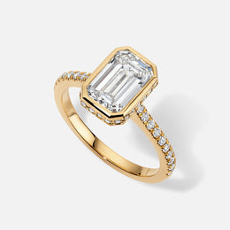 18k Yellow Gold Modern Bezel Pave Semi-Mount
