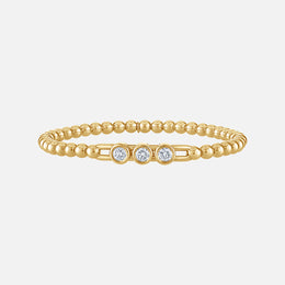 Tresore Gold Beaded Stretch Bracelet With Triple Bezel-Set Diamonds