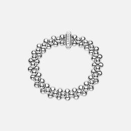 Silver Three Row Beaded Statement Bracelet