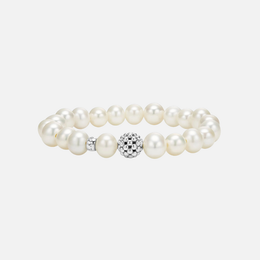 Maya Pearl Silver Station Bead Bracelet