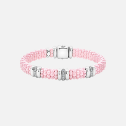 Pink Three Station Diamond Caviar Bracelet