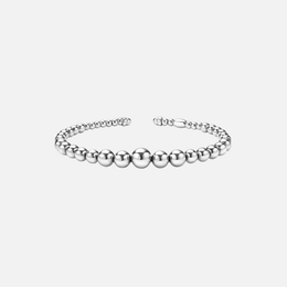 Silver Beaded Cuff Bracelet