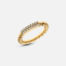 Beaded Stretch Ring With 2-Row Pavé Diamonds