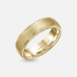 Sandpaper Finish Wedding Band with High Polish Edges