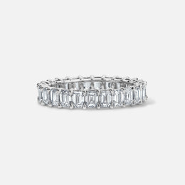 Platinum Emerald-Cut Diamond Eternity Band