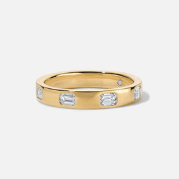 Burnish-Set Emerald-Cut Diamond Eternity Band