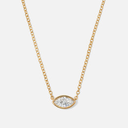 Small Bezel-Set Marquise Diamond Center Necklace