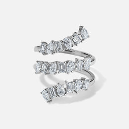 Mixed-Shaped Diamond Spiral Ring