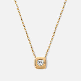 Thick Square Bezel-Set Cushion-Cut Diamond Necklace