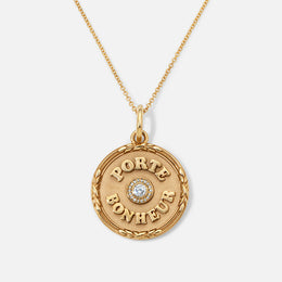 Large Porte Bonheur Diamond and Gold Pendant
