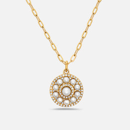 Pearl Circle Medallion Necklace
