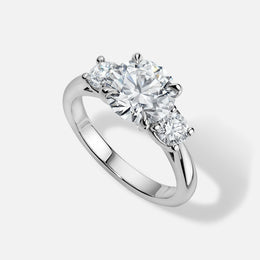 18k White Gold Semi-Mount With Round Side Stones