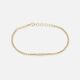 3-Diamond Bezel Small Box Chain Bracelet