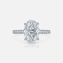 Oval Natural Diamond Engagement Ring in Modern Pave Setting