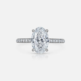 Oval-Cut Engagement Ring With Modern Pave Setting and Hidden Halo