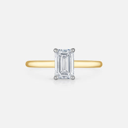 Emerald-Cut Diamond Engagement Ring in Signature Solitaire Setting With Hidden Halo