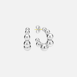 Silver Beaded Hoop Earrings