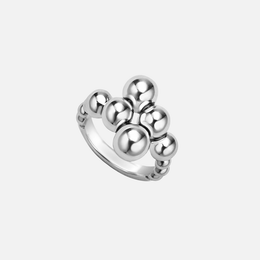 Silver Beaded Cross Over Ring