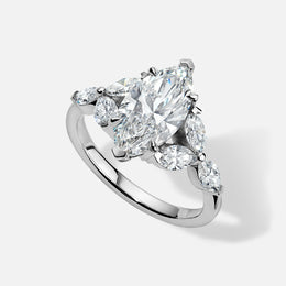 18k White Gold Vintage Vine Semi-Mount With Marquise Diamonds