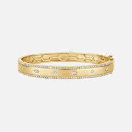 Mixed-Shape Diamond Inlay Bangle Bracelet