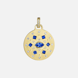 Blue Sapphire Marquise & Diamond Medallion