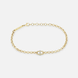 Diamond Open-Link Medium Rolo Chain Bracelet