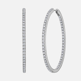 Large Pave Diamond Oval Hoops
