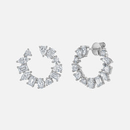 Mixed-Shape Diamond Hoop Earrings