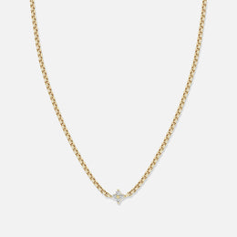 Gold Prong Diamond Quad Box-Chain Necklace