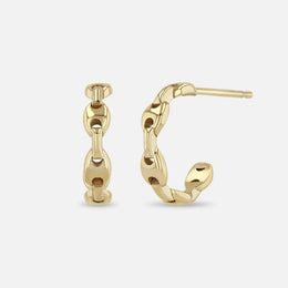 Gold Small Mariner Chain Huggie Hoops