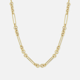 Gold Large Mixed Paperclip and Rolo Chain Necklace
