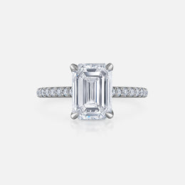Emerald-Cut Engagement Ring in the Modern Pave with Hidden Halo