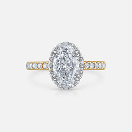 Oval-Cut Natural Diamond Engagement Ring in Halo Pave Setting With Hidden Halo