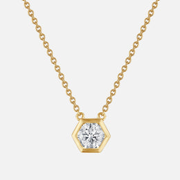 Mini Honeycomb Diamond Solitaire Necklace
