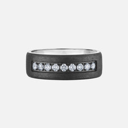 Tantalum Wedding Band With Diamond Center