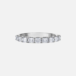 Sideways Halfway Emerald-Cut Wedding Band