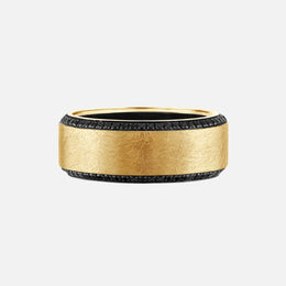 Black Diamond Outline Wedding Band With Brushed Center