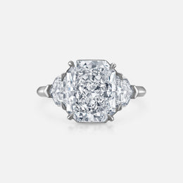 Radiant-Cut Natural Diamond Engagement Ring With Cadillac Side Stones
