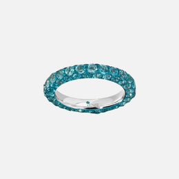 Blue Rhodium Band with Swiss Blue Topaz