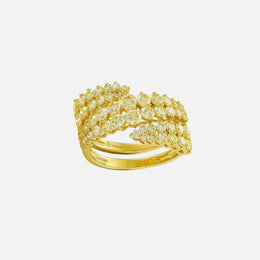 Diamond Bypass Ring with Yellow Diamonds
