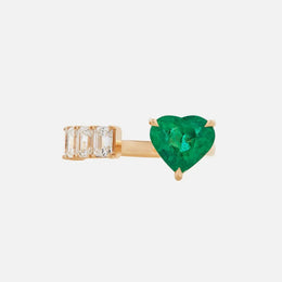 Emerald Heart and Diamond Ring