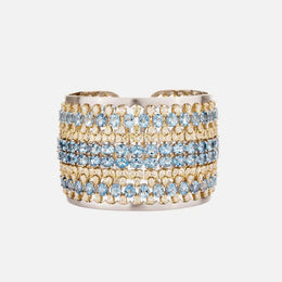 Multi-Row Aquamarine and Diamond Cuff Bracelet