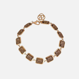 Bezel-Set Smoky Quartz Rose Gold Bracelet