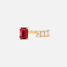 Emerald-Cut Ruby and Diamond Open Center Ring