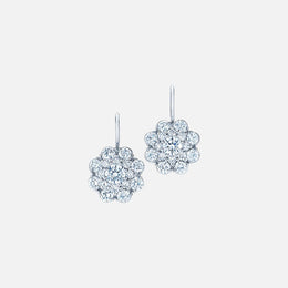 Double Halo Cluster Diamond Drop Earrings